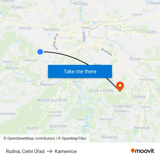 Rudná, Celní Úřad to Kamenice map