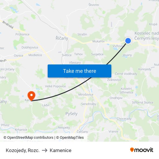 Kozojedy, Rozc. (B) to Kamenice map