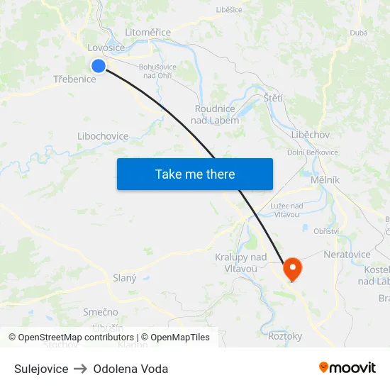 Sulejovice to Odolena Voda map