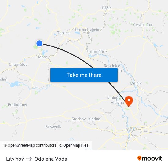 Litvínov to Odolena Voda map