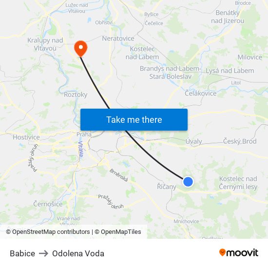 Babice to Odolena Voda map