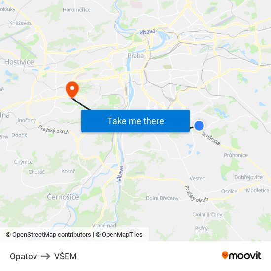 Opatov to VŠEM map