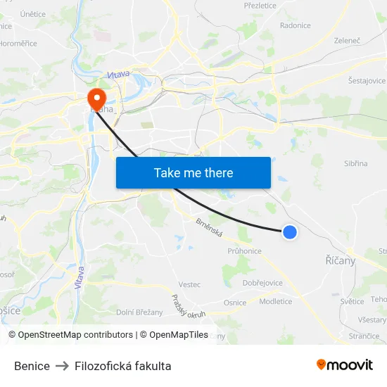 Benice to Filozofická fakulta map
