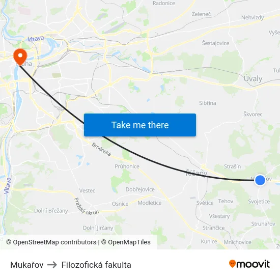 Mukařov to Filozofická fakulta map