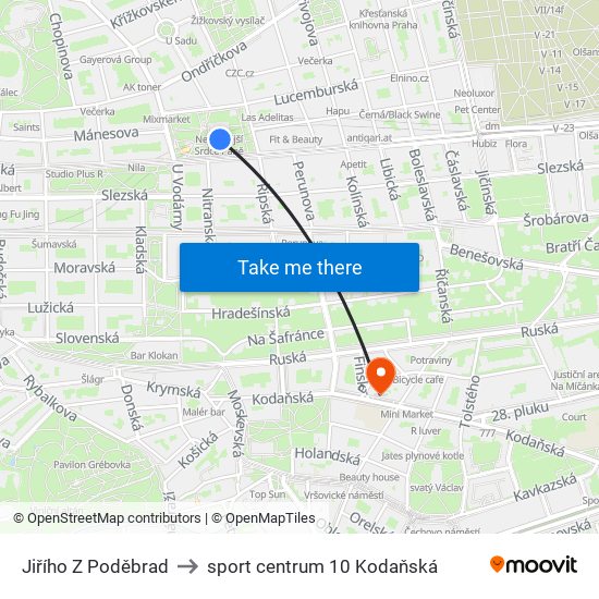 Jiřího Z Poděbrad to sport centrum 10 Kodaňská map