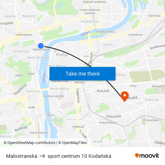 Malostranská to sport centrum 10 Kodaňská map