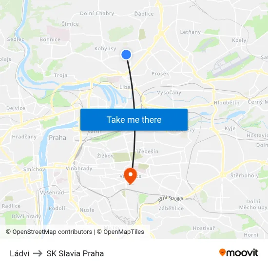 Ládví to SK Slavia Praha map