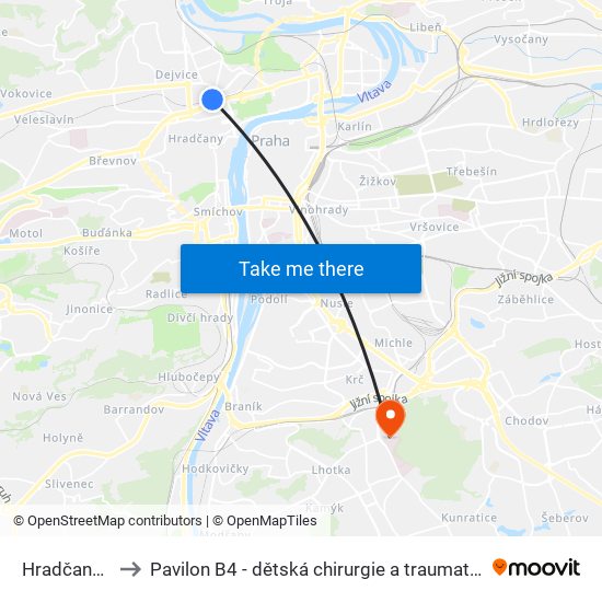 Hradčanská to Pavilon B4 - dětská chirurgie a traumatologie map