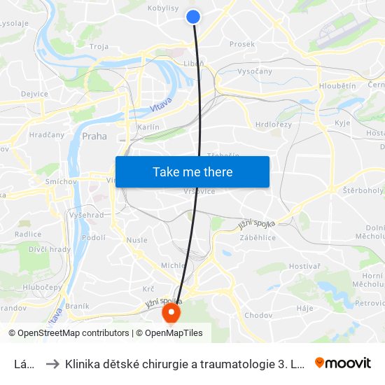 Ládví to Klinika dětské chirurgie a traumatologie 3. LF UK map