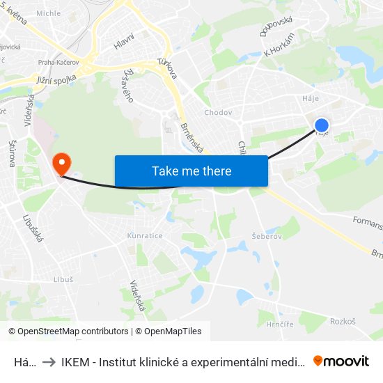 Háje to IKEM - Institut klinické a experimentální medicíny map