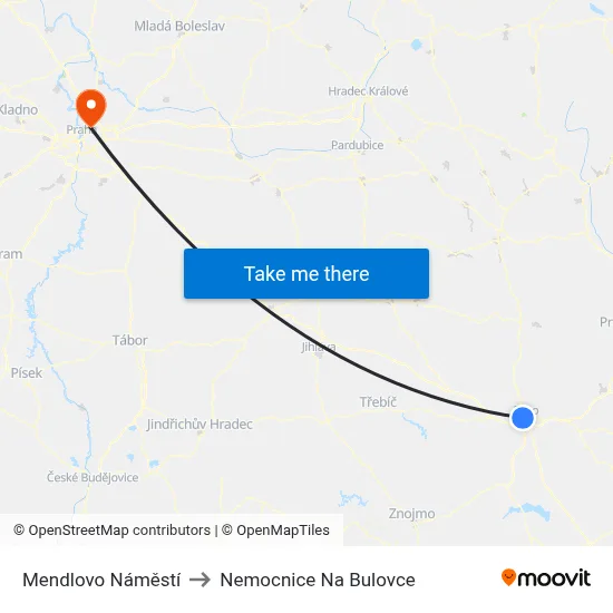 Mendlovo Náměstí to Nemocnice Na Bulovce map