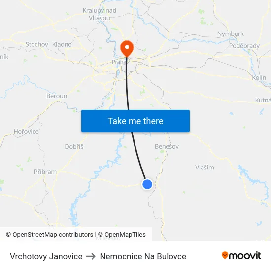 Vrchotovy Janovice to Nemocnice Na Bulovce map