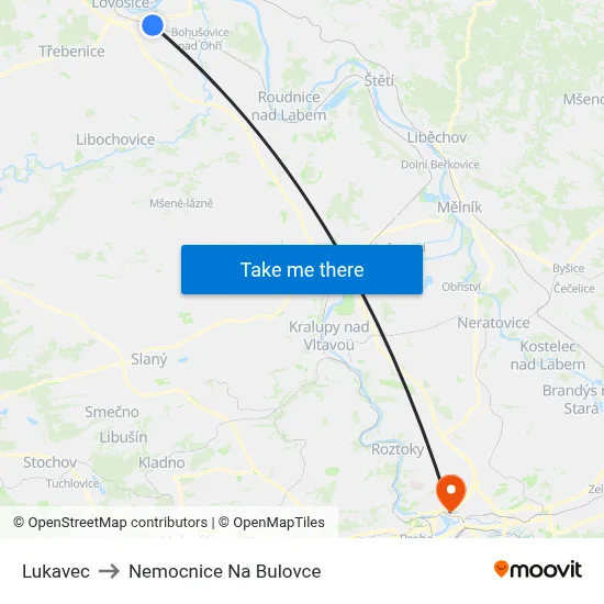 Lukavec to Nemocnice Na Bulovce map
