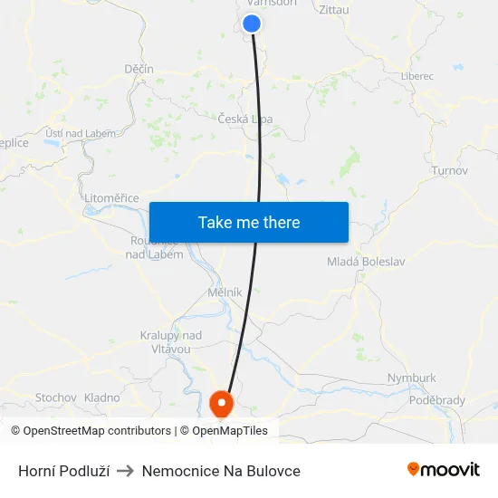 Horní Podluží to Nemocnice Na Bulovce map