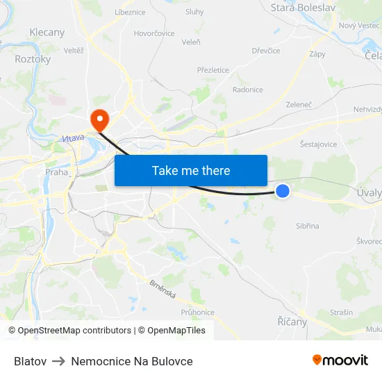 Blatov to Nemocnice Na Bulovce map