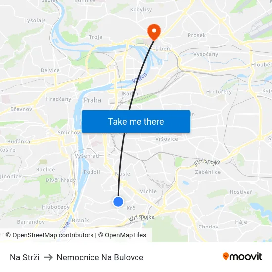 Na Strži to Nemocnice Na Bulovce map