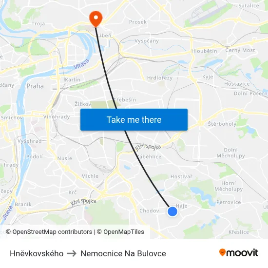 Hněvkovského to Nemocnice Na Bulovce map
