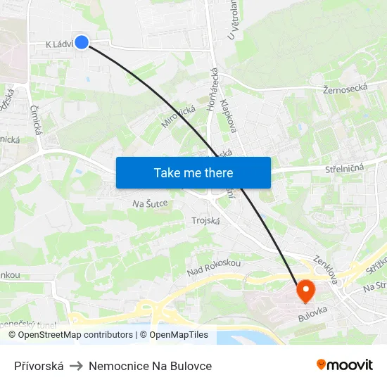 Přívorská to Nemocnice Na Bulovce map