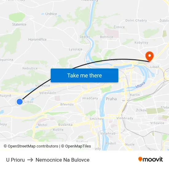 U Prioru to Nemocnice Na Bulovce map