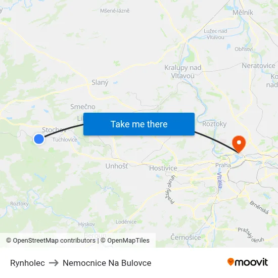 Rynholec to Nemocnice Na Bulovce map