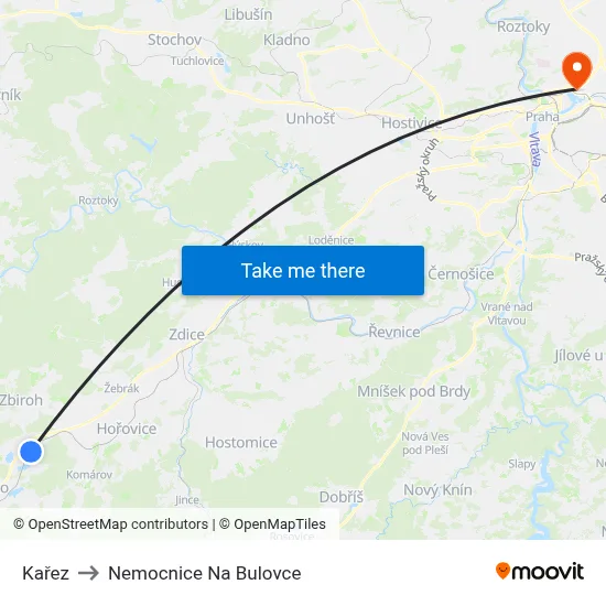 Kařez to Nemocnice Na Bulovce map