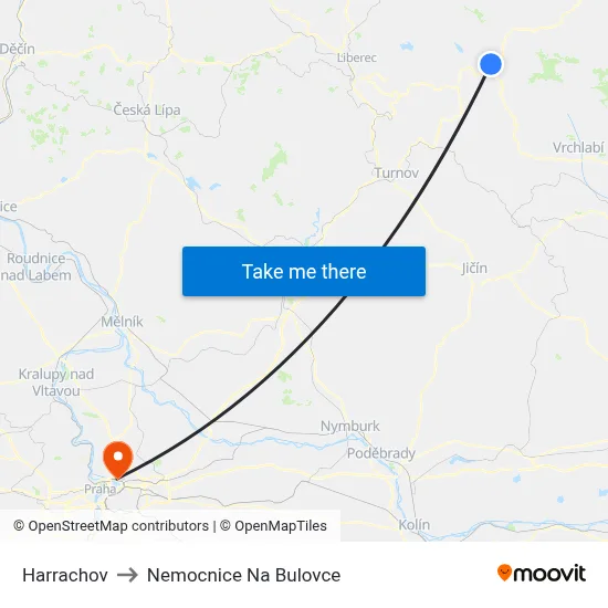 Harrachov to Nemocnice Na Bulovce map