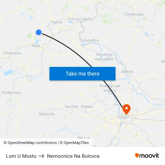 Lom U Mostu to Nemocnice Na Bulovce map