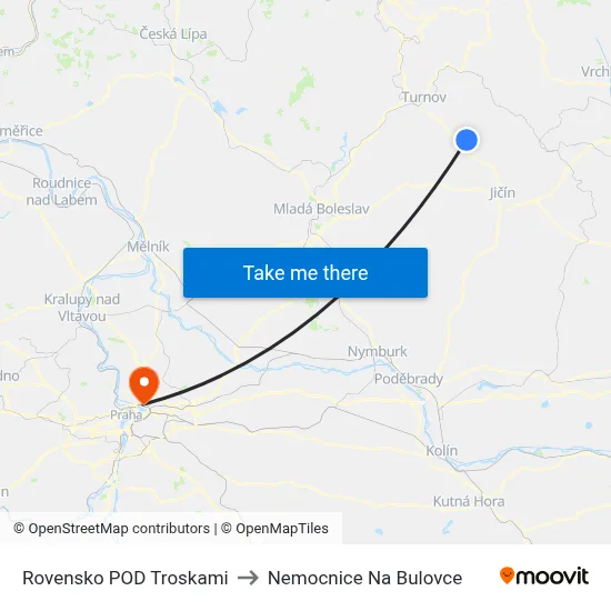 Rovensko POD Troskami to Nemocnice Na Bulovce map