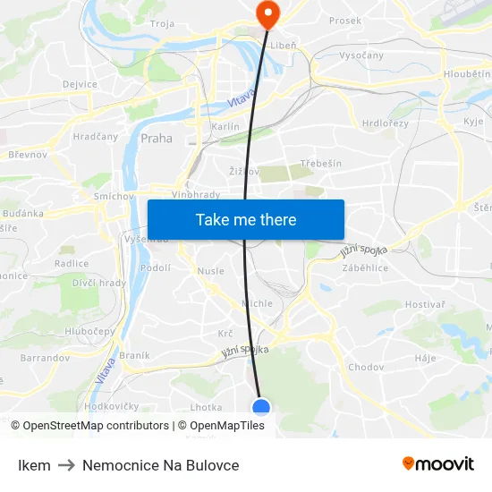 Ikem to Nemocnice Na Bulovce map