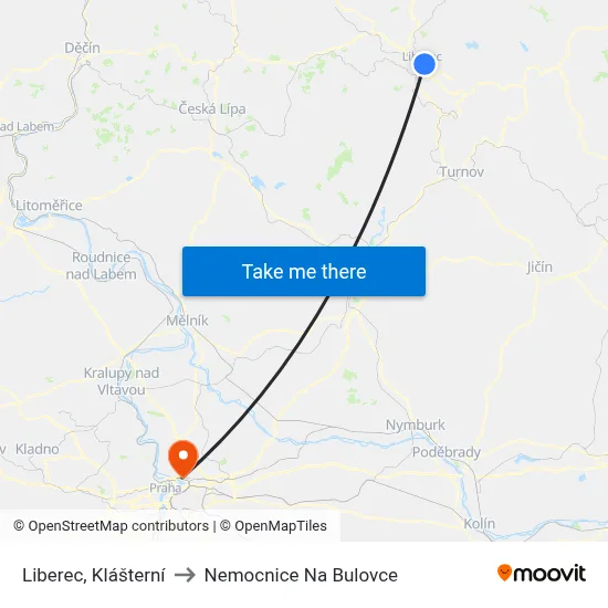 Liberec, Klášterní to Nemocnice Na Bulovce map
