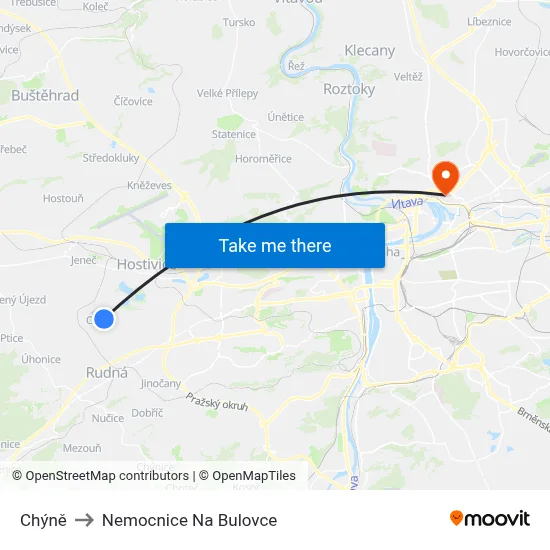 Chýně to Nemocnice Na Bulovce map