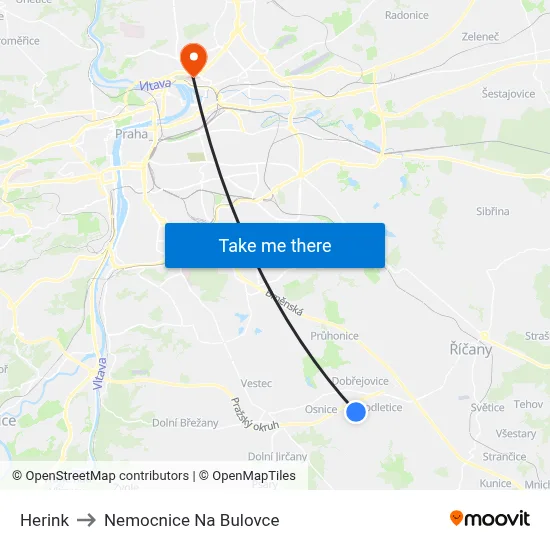Herink to Nemocnice Na Bulovce map