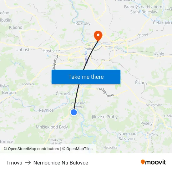Trnová to Nemocnice Na Bulovce map