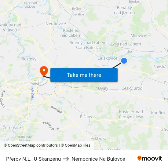 Přerov N.L., U Skanzenu to Nemocnice Na Bulovce map