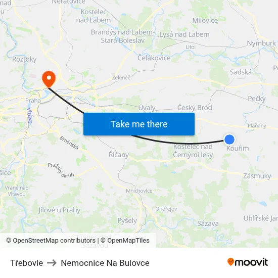 Třebovle to Nemocnice Na Bulovce map