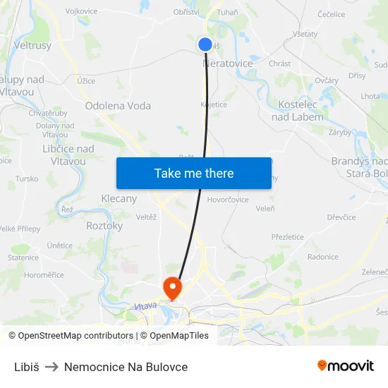 Libiš to Nemocnice Na Bulovce map