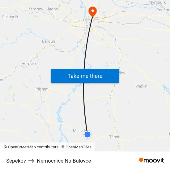 Sepekov to Nemocnice Na Bulovce map