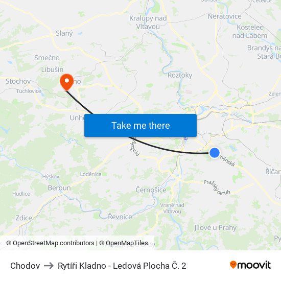 Chodov to Rytíři Kladno - Ledová Plocha Č. 2 map