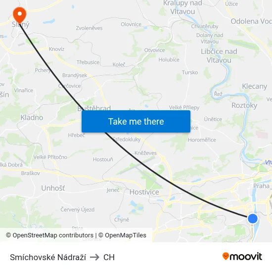 Smíchovské Nádraží to CH map