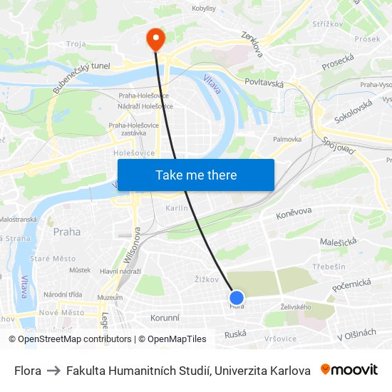 Flora to Fakulta Humanitních Studií, Univerzita Karlova map