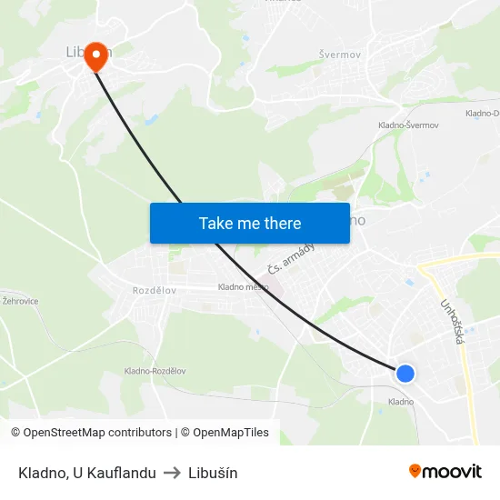 Kladno, U Kauflandu to Libušín map