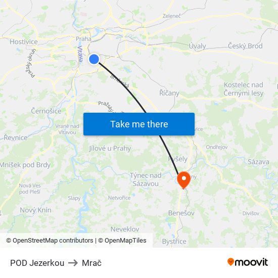 POD Jezerkou to Mrač map