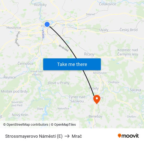 Strossmayerovo Náměstí (E) to Mrač map