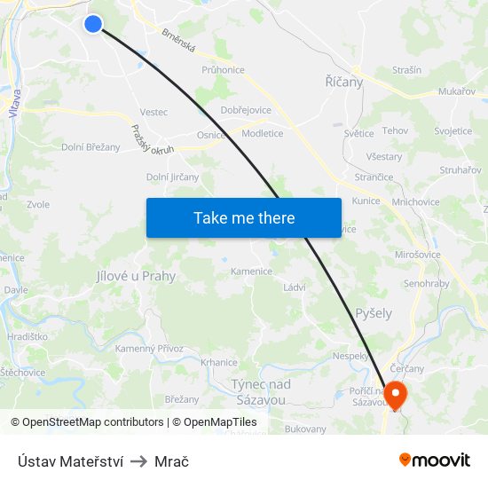 Ústav Mateřství to Mrač map