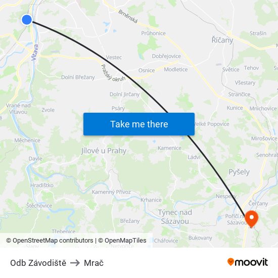 Odb Závodiště to Mrač map