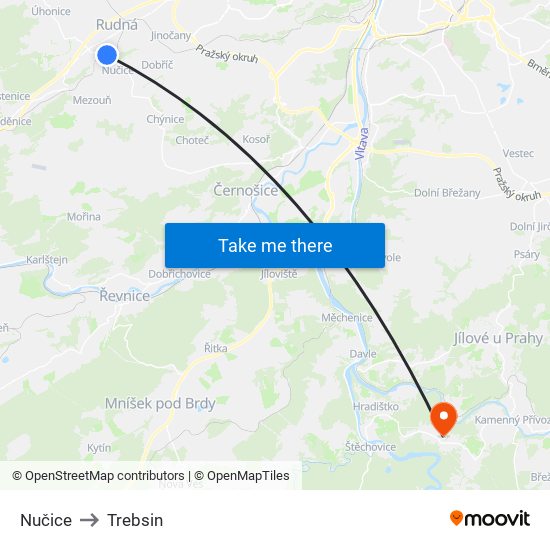 Nučice to Trebsin map