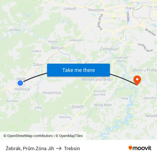 Žebrák, Prům.Zóna Jih to Trebsin map