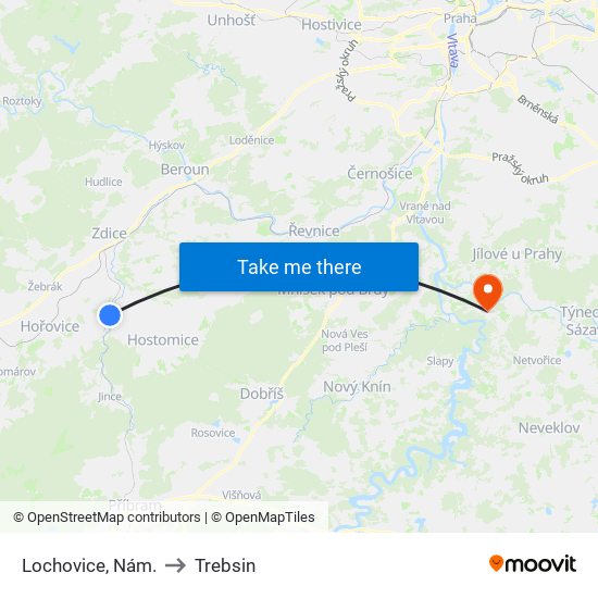Lochovice, Nám. to Trebsin map