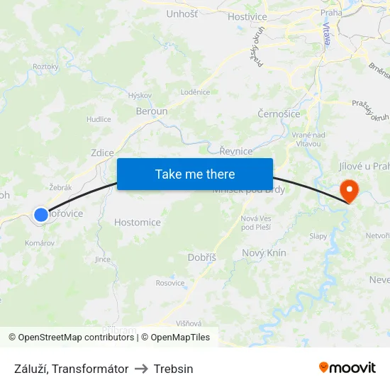 Záluží, Transformátor to Trebsin map