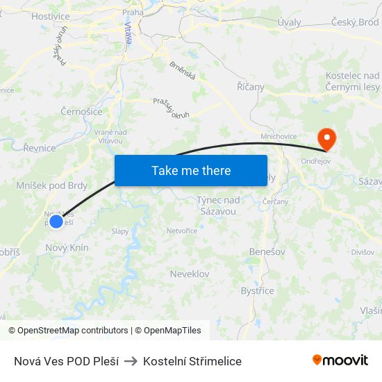 Nová Ves POD Pleší to Kostelní Střimelice map